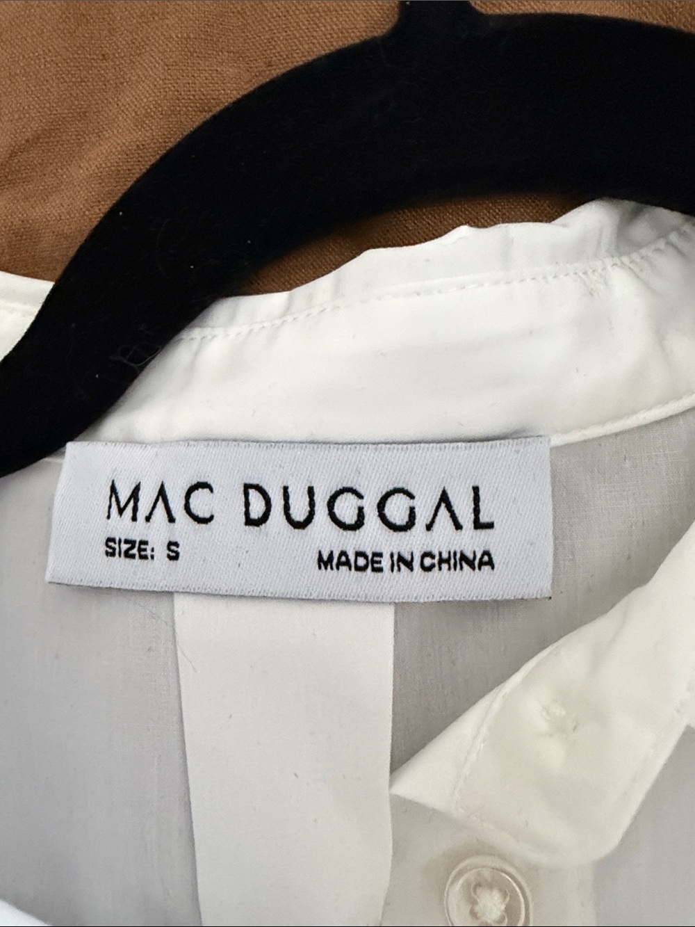 Mac Duggal White Puff Sleeve Button Down Blouse Top Small Cotton Formal - Picture 2 of 3